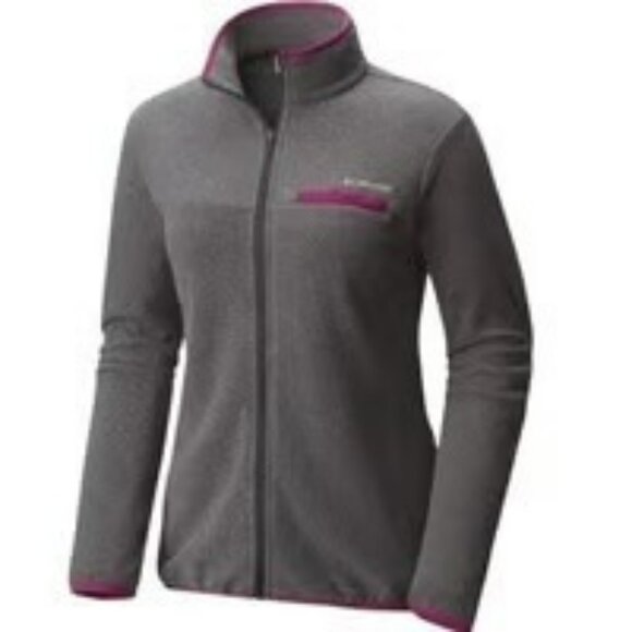 Columbia Womens Full-Zip Fleece Jacket L Gray & Pink Polyester *Like New* - Picture 1 of 7